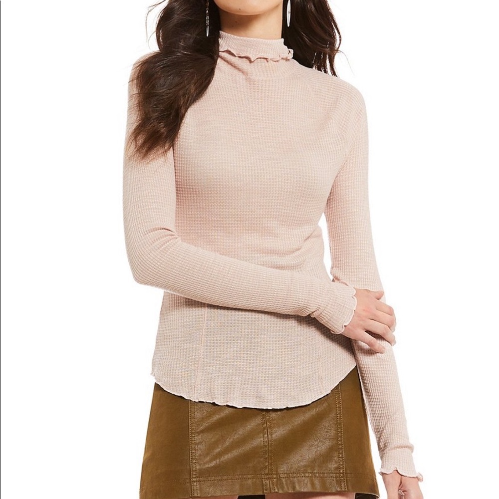 Free People Pink Mockneck Top